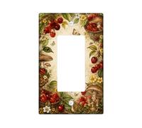 Cache-interrupteur à bascule simple motif cerises - Style vintage rustique - Papillon - Champignon - Rouge - Taille standard - Décoration pour la maison, le salon, la chambre à coucher, la salle de