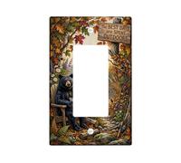 Cache-interrupteur à bascule unique en forme d'ours - Feuilles de pêche rustiques - En plastique marron - Taille standard - Pour chambre à coucher, salle de bain, cuisine, entrée