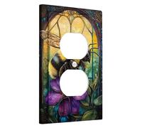 Cache-interrupteur abeille et fleur, motif floral jaune vif pour décoration d'intérieur toute l'année, plaques murales en thermoplastique, prise duplex simple de taille standard