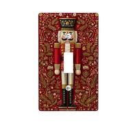 Cache-interrupteur Casse-noisette - Décoration de vacances rouge avec accents dorés - Plaques murales thermoplastiques - Taille standard