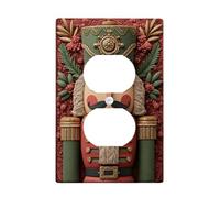 Cache-interrupteur Casse-noisette - Décoration festive rouge et verte - Plaques murales en thermoplastique - Prise duplex simple de taille standard
