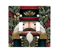 Cache-interrupteur Casse-noisette - Motif festif de vacances rouge et vert - Plaques murales en thermoplastique - Taille standard - Double bascule