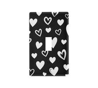 Cache-interrupteur mural en forme de cœur noir et blanc, taille standard 11,4 x 7,9 cm