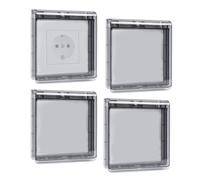 Cache Interrupteur Mural,Type 86 Réversible Cache Prise Murale Étanche,Ultra-Mince Sans Perçage Cache Prise Electrique pour Salle de Bain,Chambres,Cuisine,Extérieur,4 Pièces
