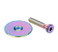 Cache Jeu de Direction Vélo en Alliage de Titane 2 pcs, 28,6 mm, Coloré - Léger et Durable, Installation Facile pour VTT, Route, BMX ((Temps et espace colorés))