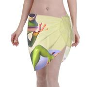 Cache-maillot de bain en mousseline de soie pour femme - Sarong court de plage - Jupe portefeuille La grenouille amusante faisant du yoga Imprimé bikini de bain