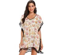 Cache-maillot de bain pour femme Motif pain d'épice Cookies Cups Robe d'été ample, Tasses à biscuits motif pain d'épice, S
