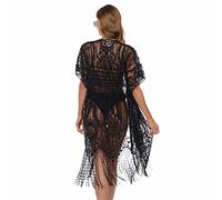 Cache-Maillots De Bain Bikini pour Femme Polyester Dentelle Couvre-Bikini Sexy Longueur Moyenne- Les Vacances à La Plage, pour Les FêTes à La Piscine, Pour Les Loisirs (Le noir)