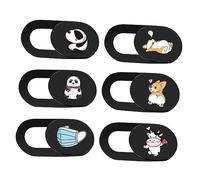 Cache-objectif D’ordinateur Portable Ultra Fin Abs à Glissière, Lot de 6 | Motif Cartoon, Design Deux Pièces à Clipser, Protection de Vie Privée pour Tablette et Usage Maison ou Entreprise