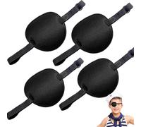 Cache Oeil,4 Pièces Patch D'oeil Strabisme Cache-Oeil Ajustable Noir Cache-œil Médical Réglable Cache Yeux 3D Réglables pour Adultes Enfants Yeux Gauche ou Droit,Amblyopie Paresseuse Cosplay