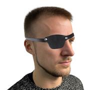 Cache-oeil de Pirate Médiéval Cache-oeil en Cuir Vintage Cache Oeil Réglable Patch Oeil Gothique Patch d'Oeil Strabisme Ajustable Costume Accessoire Halloween Carnaval Cosplay Mascarade