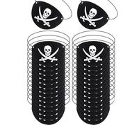 Cache Oeil Pirate,24 PCS Patchs pour les Yeux de Pirate Réglable Patch d'oeil Masque Cache-Oeil pour Halloween en Feutre pour Adultes Enfants Cosplay Fête Mascarade Accessoires