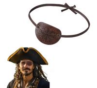 Cache Oeil Pirate avec Sangle Réglable Cache Oeil de Capitaine en PU pour Adulte Masque Oculaire Style Renaissance Patchs Oculaires Médiéval Accessoire Borgne pour Halloween Cosplay, Style B, Marron