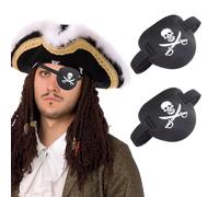 Cache Oeil Pirate Enfant, 2 PCS Cache Yeux De Pirate 3D, Eye Patch Pirate Élastique Réglable, Pour Les Anniversaires D'Enfants Les Fêtes À Thème Pirate Accessoires Halloween De Performance (A)