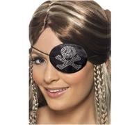 Cache Oeil Pirate Noir Et Argente Motif Diamant - Noir - Taille Unique argent G