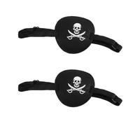 Cache Oeil Pirate Tête de Mort 3D Noir, 2 Pièces Masque Oculaire Réglable | Mousse Éponge Douce, Structure Concave Sans Pression, Aide pour Amblyopie et Strabisme, Protection Oculaire Ajustable