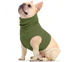 Cache Oreille Chien, Cagoule Chien Snood pour Oreilles Bandage Cou Protecteur Cou Chauffe-Cou Et Oreilles Dog Shirt with Neck(Vert armée, L)