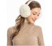 Cache Oreille en Peluche pour Femme - LEOCLOTHO - Blanc - Tissu Polyester - Doux et Confortable