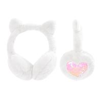 Cache Oreille Enfants Licorne Cache-Oreilles Fourrure Fille Mignon Cat Ears Peluche Protege Oreille pour Femme d'Hiver Chaud Chat Earmuffs Mignonne Hiver Plein Air Sport Velo Ski Cadeaux, Blanc Chat