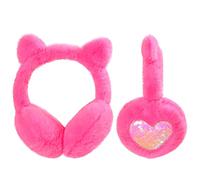 Cache Oreille Enfants Licorne Cache-Oreilles Fourrure Fille Mignon Cat Ears Peluche Protege Oreille pour Femme d'Hiver Chaud Earmuffs Mignonne Hiver Plein Air Sport Velo Ski Cadeaux Rose Rouge Chat
