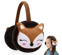 Cache-oreilles,Cache Oreille en Peluche pour Enfant Coupe-vent Couvre-Oreille de 3D Renard Mignon Earmuff Anti-froid pour Filles Garçon Protège Oreille Accessoire D'hiver Pour l'extérieur (Brun)