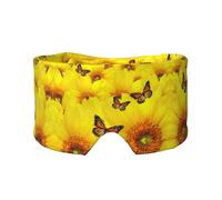 Cache-oreilles confortables avec fleurs jaunes et papillons, bandeau chaud et design double face. Convient pour la méditation et le yoga.