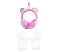 Cache-Oreilles De Dessin Animé 1 Pièce Et 1 Paire De S En Peluche, Accessoires D'Hiver Pour Enfants, Fournitures Thermiques, Cache-Oreilles En Peluche Mignons, Cache-Oreilles Coupe-Vent