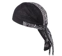 Cache-oreilles de vélo pour hommes et femmes en coton Bonnet de transpiration Bonnet Bandana Biker Wrap Séchage rapide Chapeau Biker Bandeaux Femmes Noir, Noir , taille unique