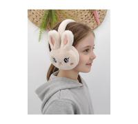 Cache-oreilles d'hiver en peluche crème pour filles - Cache-oreilles en forme de lapin moelleux pour enfants