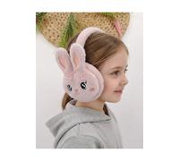 Cache-oreilles d'hiver en peluche Rose poussiéreux pour filles - Cache-oreilles en forme de lapin moelleux pour enfants