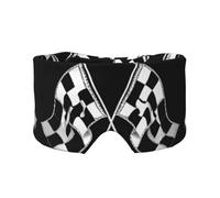 Cache-oreilles doux pour adultes - Motif imprimé de drapeaux à carreaux - Noir et blanc