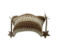 Cache-oreilles en laine à rayures pour adultes Motif chat étoilé, kaki, Taille unique