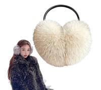 Cache-oreilles en peluche pour femme d'hiver, cache-oreilles en fourrure douce, beige, taille unique