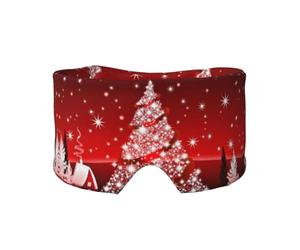 Cache-oreilles et yeux doux imprimé arbre de Noël rouge pour adultes housse de protection pour soulager la sieste de voyage