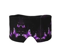 Cache-oreilles et yeux doux imprimé papillon violet pour adultes Housse de protection pour le sommeil de voyage Soulagement de la sieste