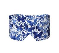 Cache-oreilles et yeux doux imprimé papillons bleus pour adultes - Housse de protection pour le sommeil de voyage