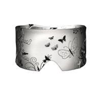 Cache-oreilles et yeux doux imprimé papillons noirs et gris pour adultes Housse de protection pour soulager la sieste de voyage