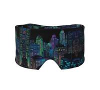 Cache-oreilles et yeux doux imprimé paysage urbain néon pour adultes Housse de protection pour soulager la sieste de voyage