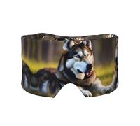 Cache-oreilles et yeux imprimé chien Husky pour dormir avec sangle réglable pour voyage, sieste, travail, bureau