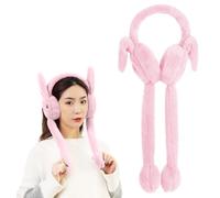 Cache-Oreilles Hiver, Couvre-Oreille En Peluche, Cache-Oreilles Pliable En Forme De Lapin, D'hiver Et Extérieur Chaud Femmes Filles (Rose)
