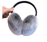 Cache-oreilles imitation fourrure de lapin pour femme hiver chaud et mignon, gris foncé, taille unique