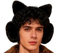 Cache-oreilles mignons - Coupe-vent pliable en forme d'ours - Cache-oreilles d'hiver pour ski, neige, course à pied par temps froid, Noir , Refer to description