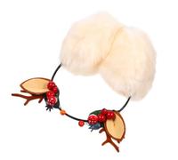 Cache-oreilles Noël à Oreilles de Chat et Bois de Renne, Hiver Chaud | Tissu en Fourrure Fine, Broderie Cartoon Moelleuse, Bandeau Portable pour Ski, Fêtes de Noël et Événements Hivernaux