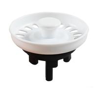 Cache-panier d'évier en plastique blanc avec maille fine pour lavabo de cuisine, design minimaliste moderne, filtre efficace contre les débris alimentaires de 74 mm