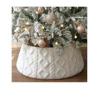 Cache Pied De Sapin De Noël - Collier d'arbre De Noël, Protecteur Doux Style Bohème | Motif Texturé À Rayures | Panier Bohème en Peluche | Cache Bas De Sapin en Peluche pour Décorations De Vacances