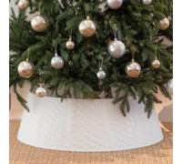 Cache Pied Sapin de Noel: Jupe de Sapin Cache Pot Panier Sapin de Noel Decoration Habillage Pied de Sapin Christmas Tree Skirt Plastique 71 cm de Diamètre Fond - Simple Blanc