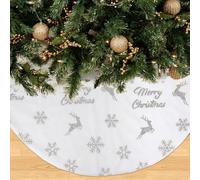 Cache Pied Sapin De Noel,Jupe Sapin De Noel,90Cm Faon Argenté,Tapis Noël pour Décoration De Nouvel an Et Home Party