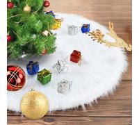 Cache Pied Sapin de Noel Petite, 38cm Ronde Jupe de Sapin de Noël, Mini Christmas Tree Skirt Blanc, Tapis de Sapin Petite pour la Décoration du Arbre de Noël