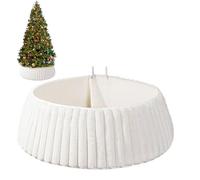 Cache-Pied Sapin - Fibre Acrylique 72x58x23,5cm | Contour Rustique Bohème pour Support Arbre Noël | Jupe Douce À Rayures Texturée Décoration Fête Maison Intérieure