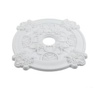 Cache-plafonnier circulaire blanc de 39 cm décoratif rond en polyuréthane avec base de ventilateur de plafond, médaillon au design minimaliste moderne et minimaliste, accessoire d'éclairage pour la